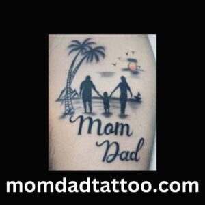 Mom Dad Tattoo with a Child on Sea