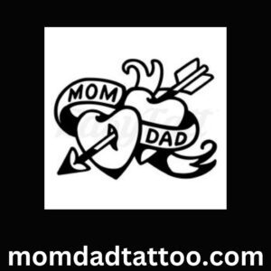 Mom Dad Tattoo with Arrow in Heart