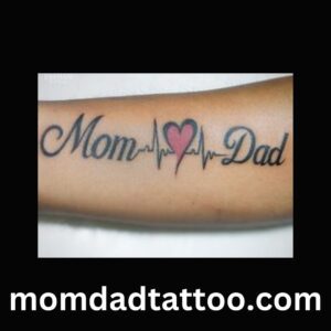 Mom Heart Line Dad Tattoo on Lift Arm, mom dad tattoo