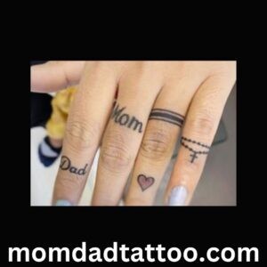 Mom Dad Tattoo On Fingers with heart